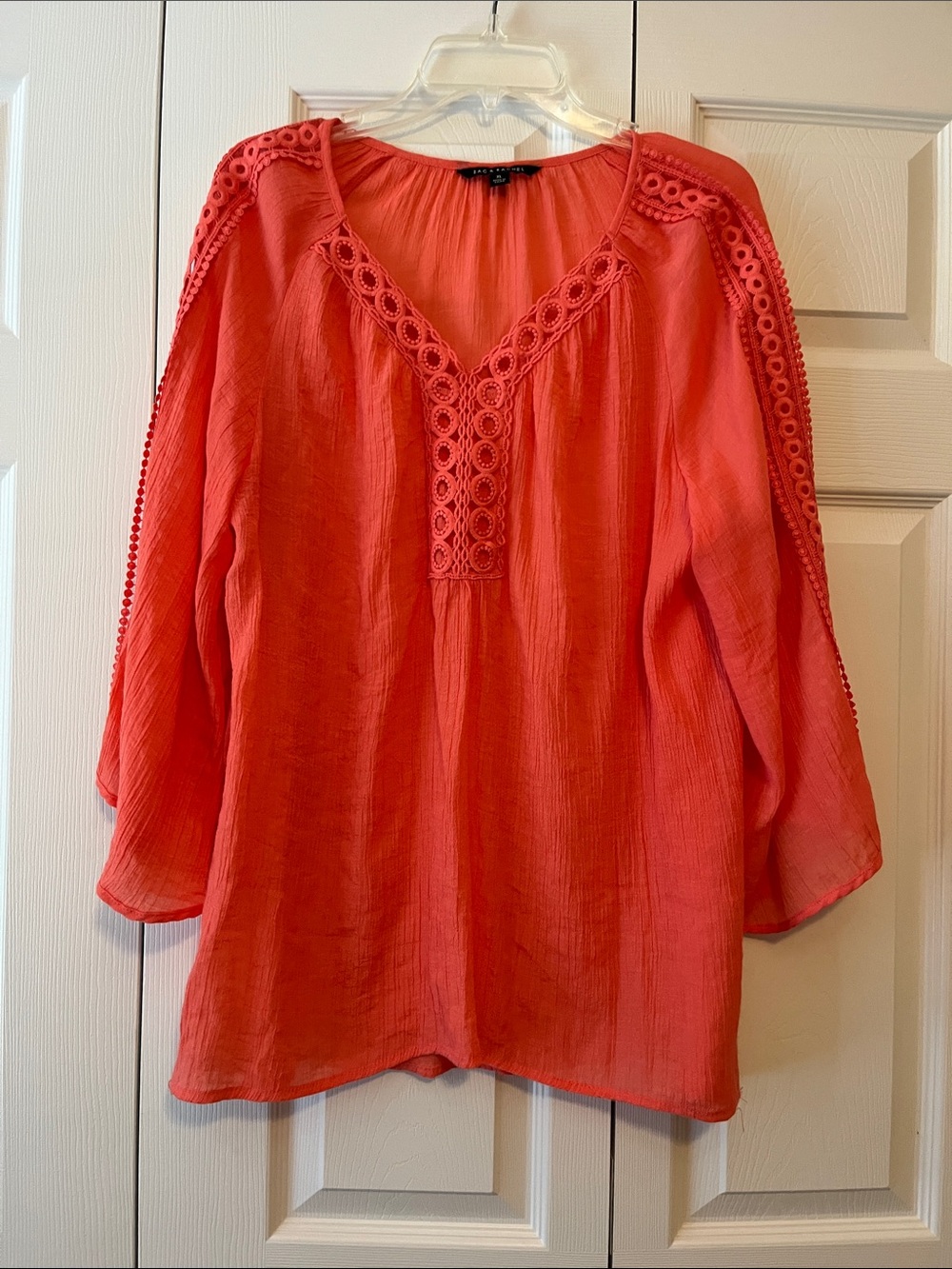 Zac & Rachel Coral Crochet-Trim Peasant Tunic